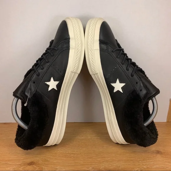 Converse One Star Ox Leather Faux Fur Trim Women Sneaker - Picture 6 of 7